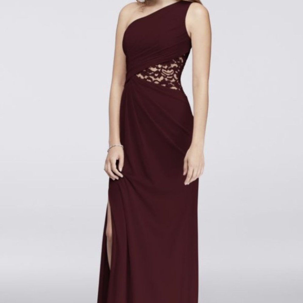 Davids bridal bridesmaid dress maroon size 14